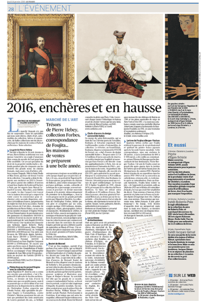 Le Figaro : « 2016, enchères en hausse »