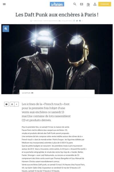 L’énorme couverture presse de notre vente Daft punk !