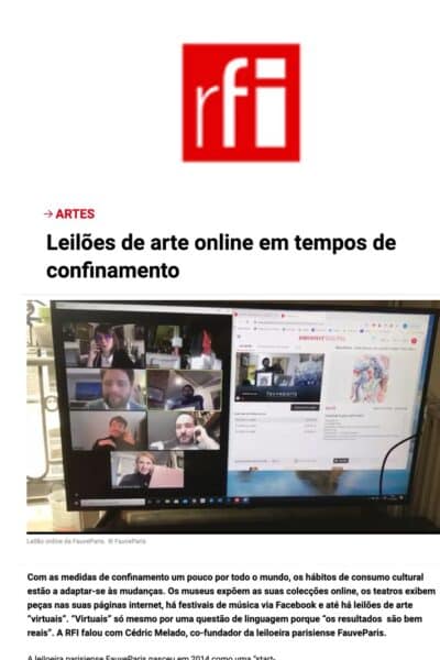 FauveParis sur RFI Portugal : « Leilões de arte online em tempos de confinamento »