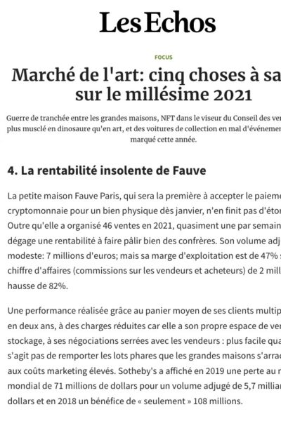 Les Echos : la rentabilité insolente de Fauve