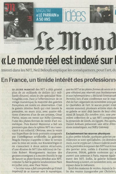 FauveParis dans Le Monde sur l’organisation des ventes de NFT en France