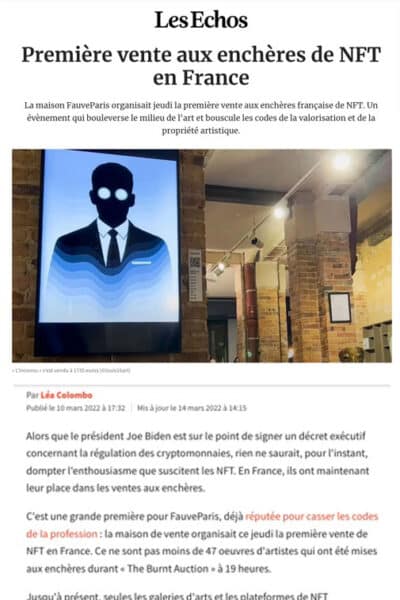 Les Echos reports on our sale of NFT